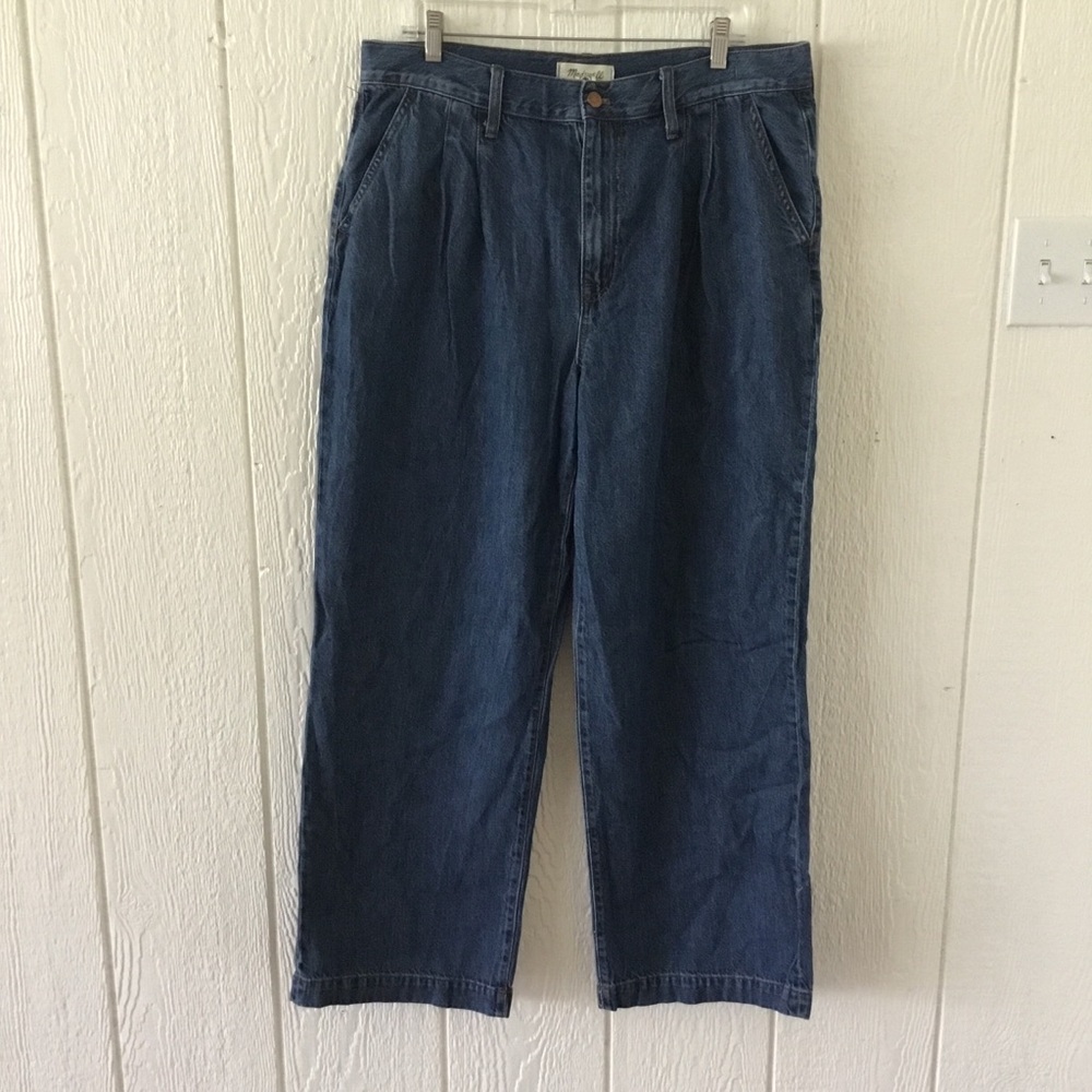 Madewell Pleated Baggy Straight Leg Jeans Size 32